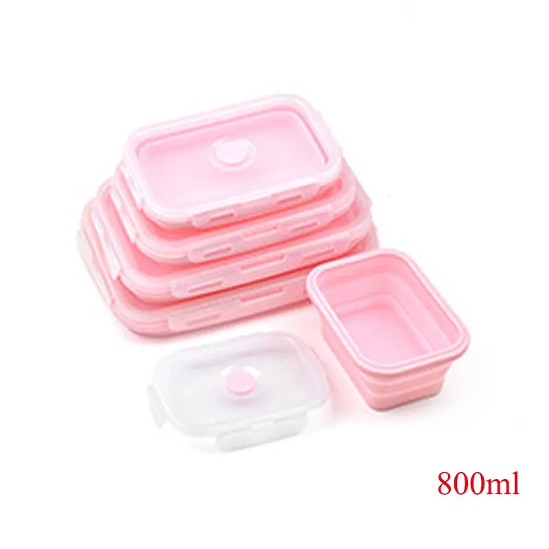 Конфетный цвет силиконовый складной ящик бенто Складной Портативный Ланч бокс