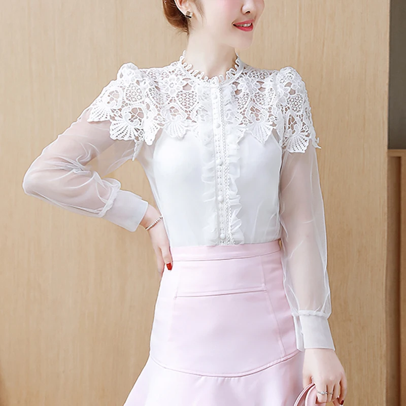 Новый женский кружевной топ с цветочным принтом женская рубашка открытая