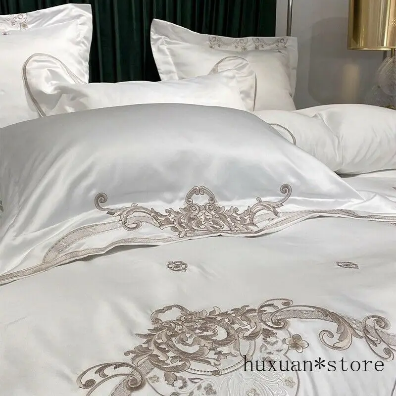 

Soft Breathable Satin Washed Silk Cotton Embroidery Bedding Set Duvet Cover New
