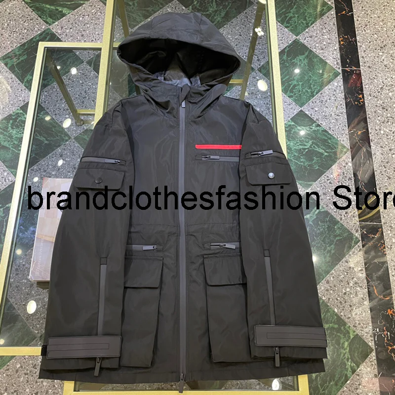 

Fashion All Lined Border Green Black Loose Hooded Outdoor Jacket Women High Quality Streetwear Zip-Fly Coat Lady 2021 New Autumn