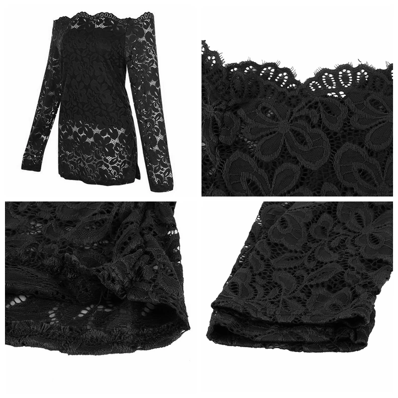 Lamei женские блузы с кружевом 2019 летние черный белый цвет синий и красный цвета