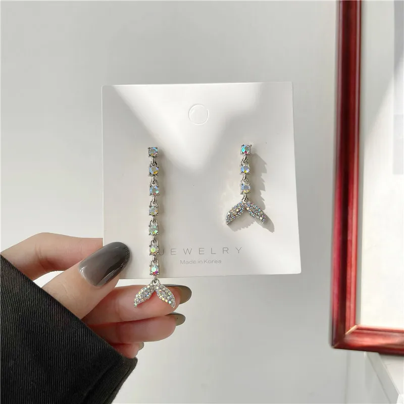 

S925 Needle Korean Asymmetric Personality Long Tail Tassel Earrings Cold Wind Stud earrings Women Jewelry Gifts