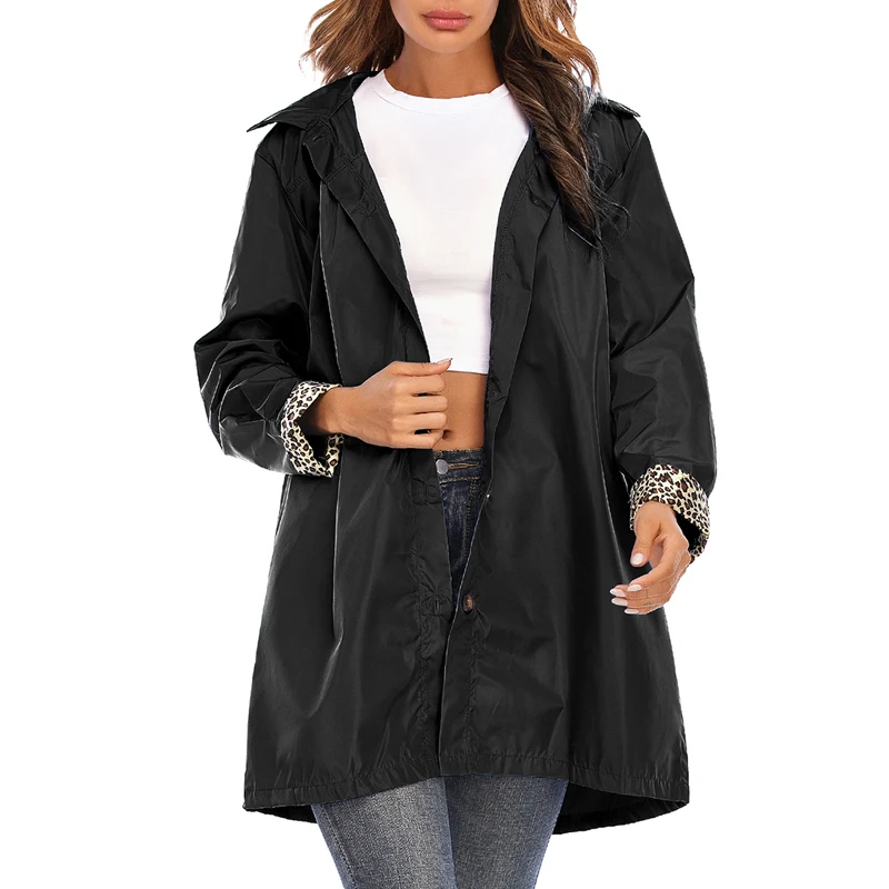Высокое качество Женская ветровка с капюшоном Водонепроницаемый плащ куртка