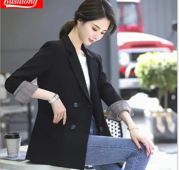 Женский двубортный Блейзер розовый деловой пиджак для офиса весна-лето 2020 |