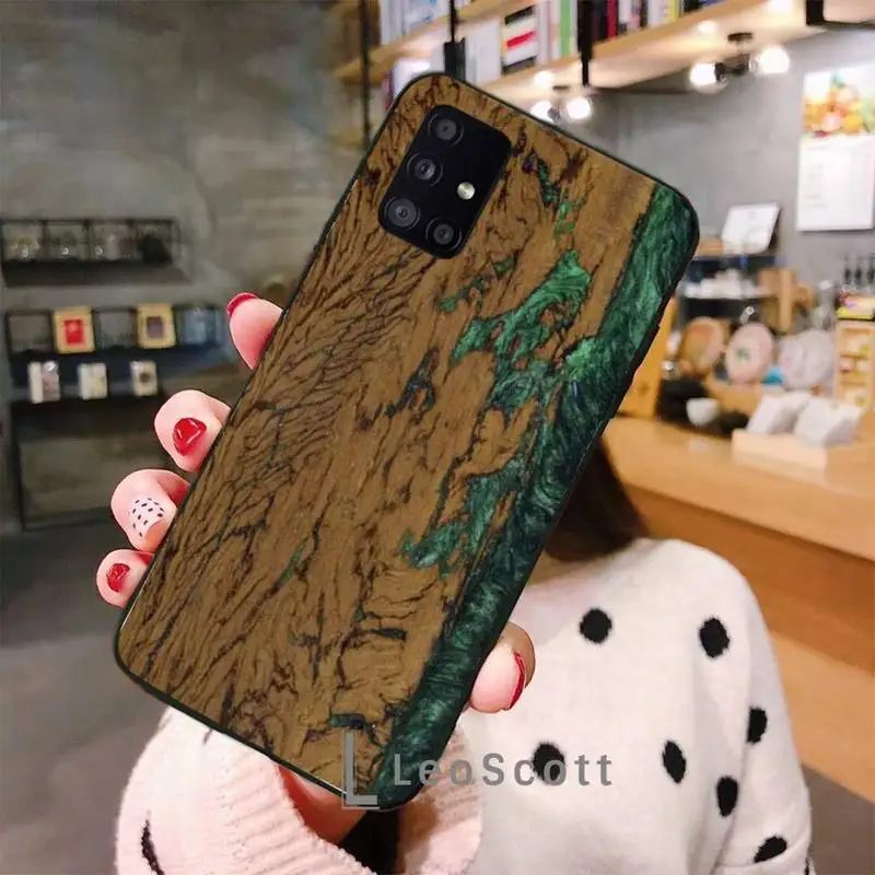 

Wood Resin art original pattern Phone Case For Samsung A40 A31 A50 A51 A71 A20E A20S S8 S9 S10 S20 Plus note 20 ultra