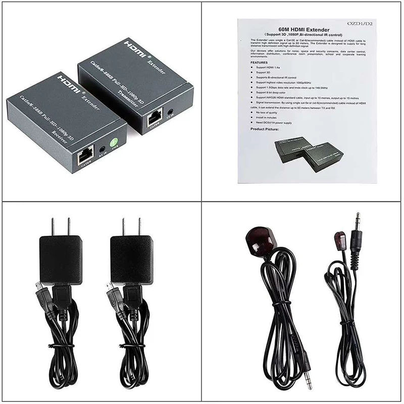 Удлинитель HDMI через Cat 5e 6 CAT6 RJ45 1080P 60 м | Электроника