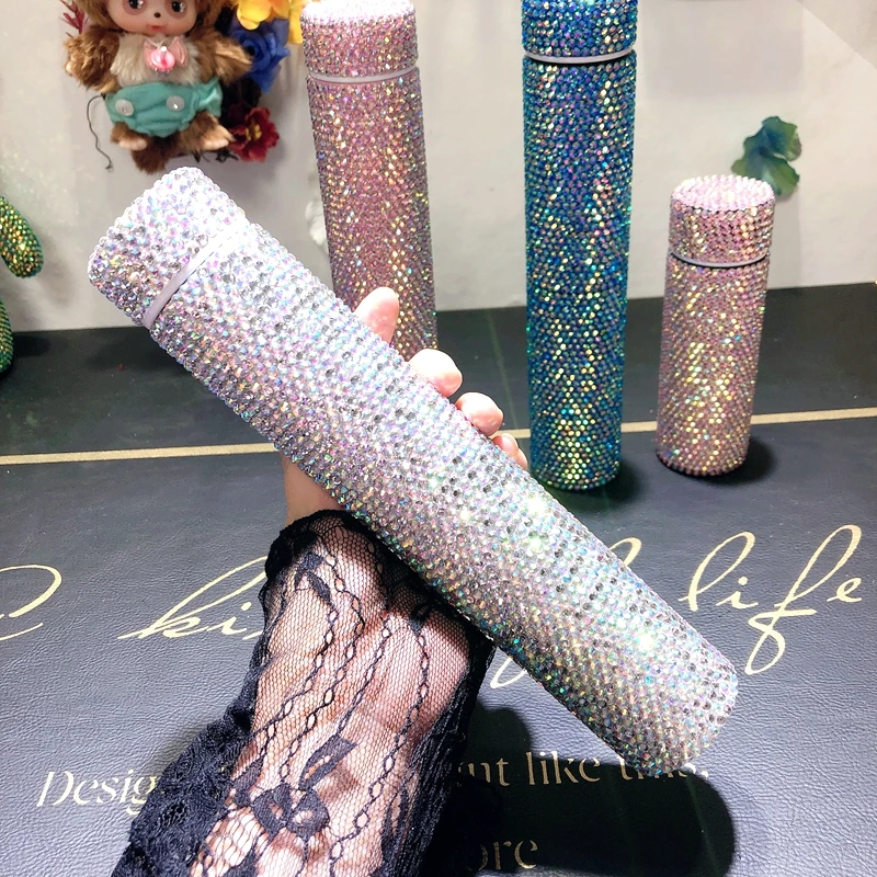 

Glittering thermos water bottle stainless steel vacuum flask tumbler coffee cup diamond water bottle men's and women's gifts
