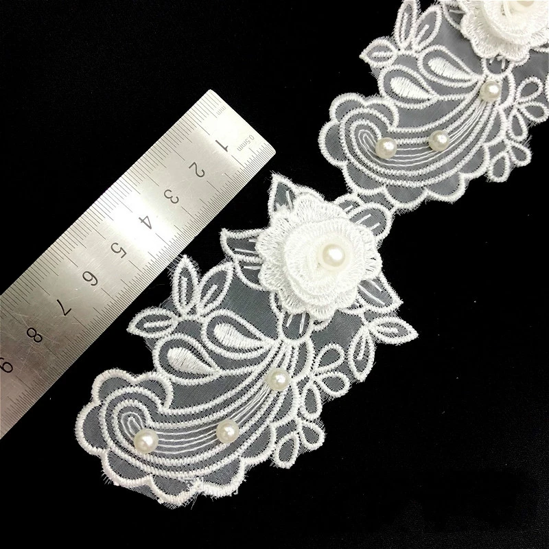 

New Organza Embroidered Beaded Lace Applique Trim Patch Wedding Dress Headdress Clothes Skirt Collar Cloth Sticker Decoration