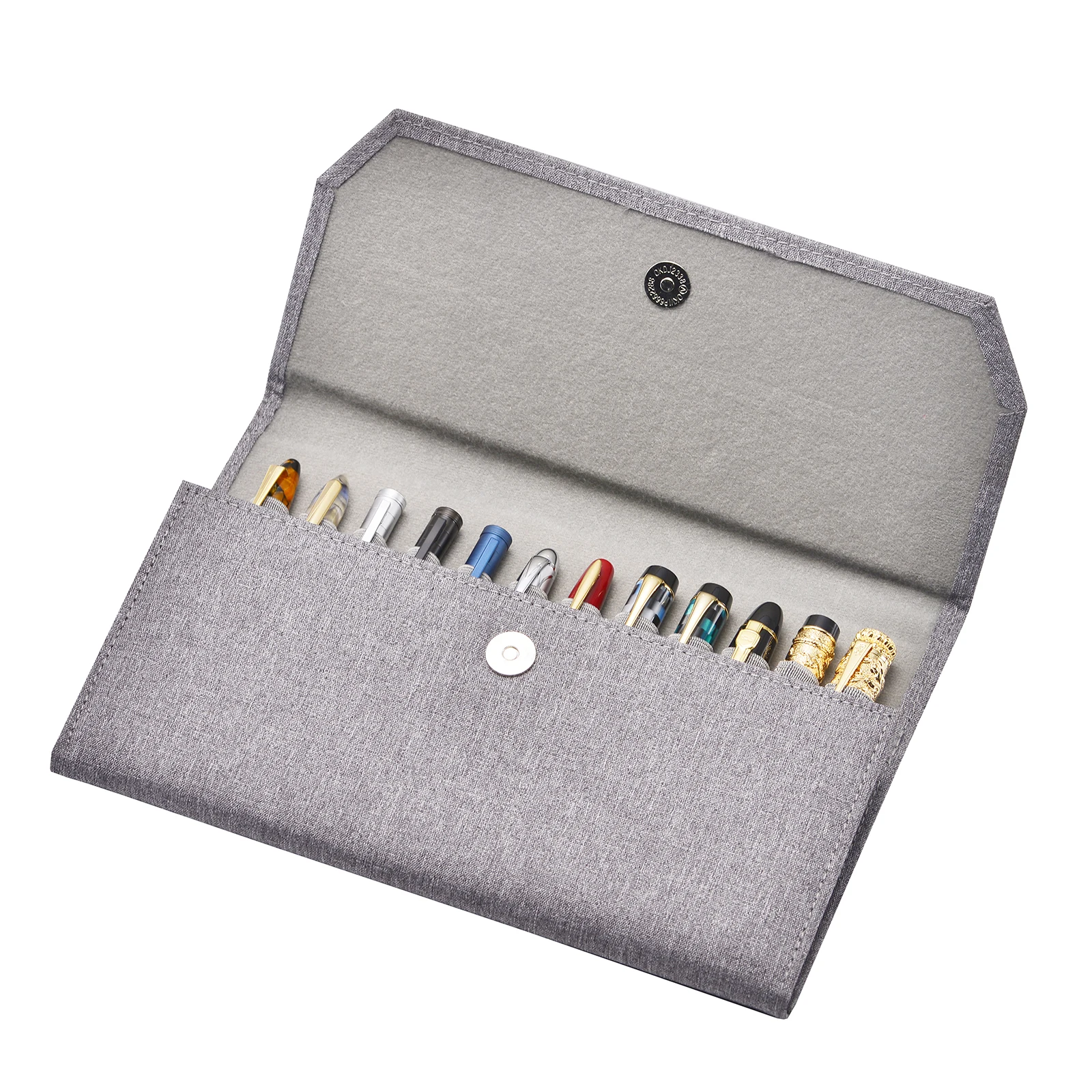 

Gray 12 Slots Canvas Pen Case Pencil Bag for 12 Fountain Roller Ballpoint Pen Waterproof Pouch Bag Storage Office Business Style