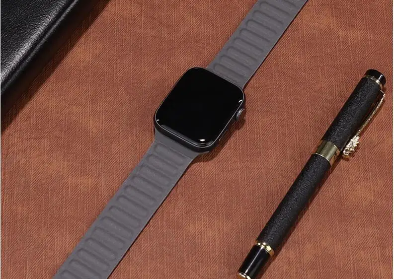 Leather Link Strap for Apple watch band 49mm 45mm 41mm 44mm 40mm 38mm 42mm watchband Magnetic Loop bracelet iWatch 7 6 5 4 8