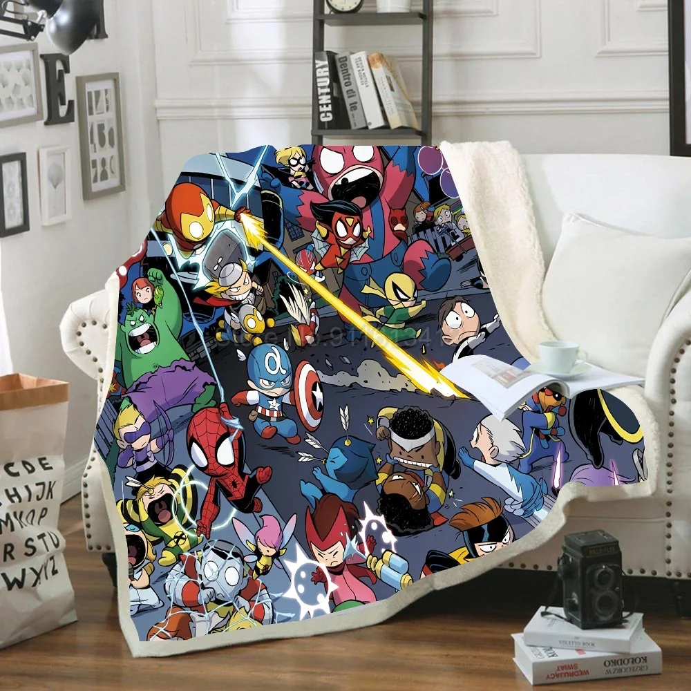 

Одеяло с 3D принтом супергероев, Мстители, шерпа, покрывало на диван, кровать для путешествий, бархатное покрывало, толстое Двухслойное Флисо...