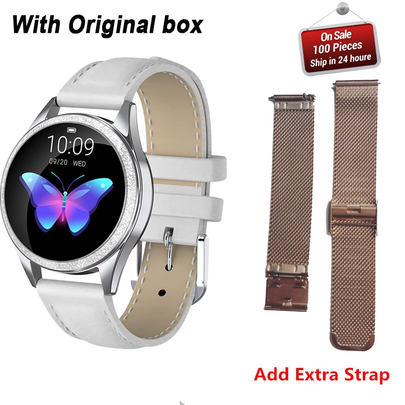 add extra strap KW20 женские Смарт-часы, модный прекрасный браслет, монитор сердечного ритма, мониторинг сна, умные часы для IOS Android PK H8 S3 KW10, ремешок - Цвет: add extra strap