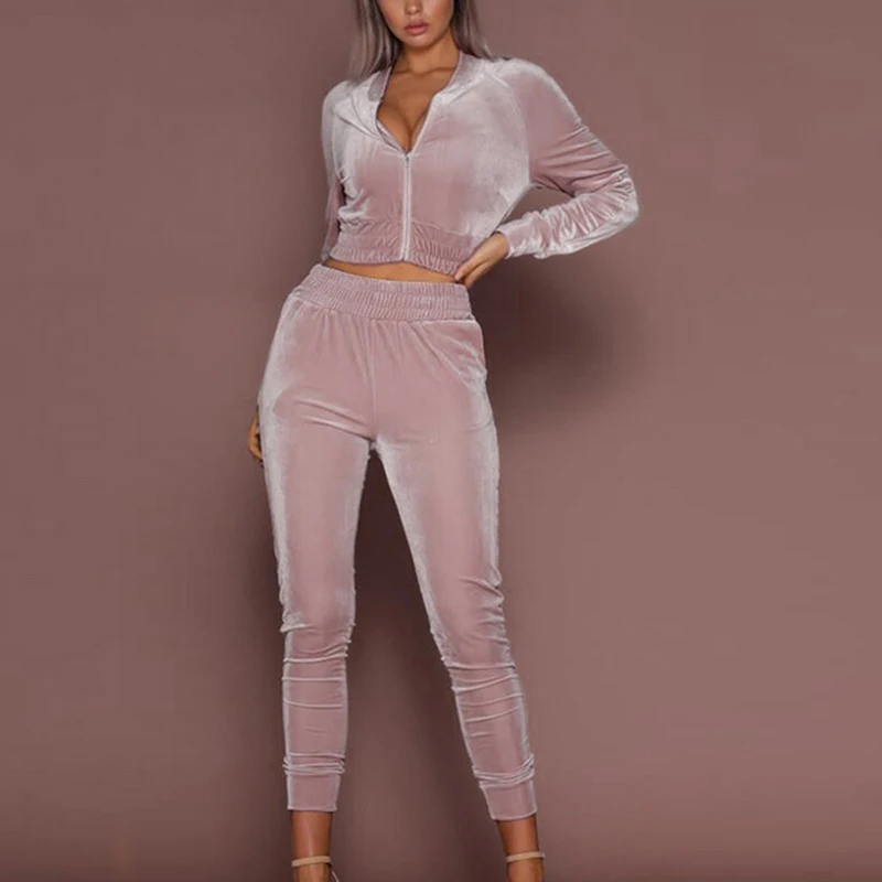 

Women's set spring sportswear suit Suede Long Sleeve Sweater Two-piece Casual Sportswear Set 2020 fashion