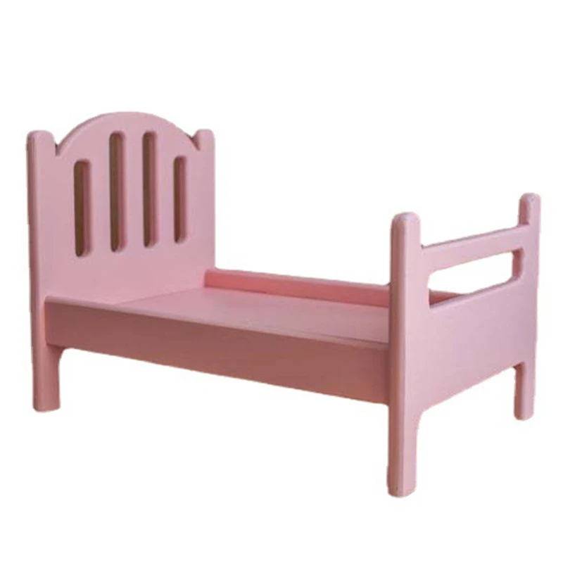 

Newborn Photography Props Furniture Wooden Bed Photo Shooting Posing Pink Crib