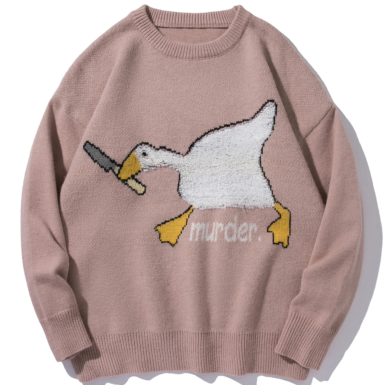 

Streetwear Autumn Winter Sweater Men Women Goose Pattern Knitted Sweater Fashion Harajuku Cotton Casual Pullover Sweater