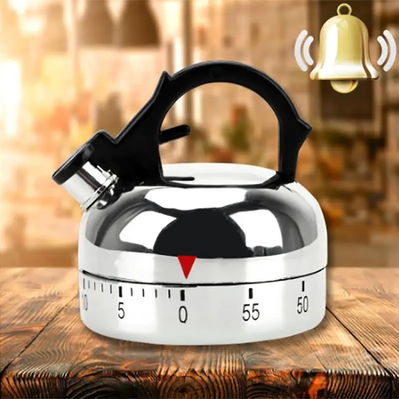 

New 60 Minute Kitchen Timer Alarm Mechanical Teapot Shaped Timer Clock Counting Minutes Cuisine Kettle Styling Clockwork Timer
