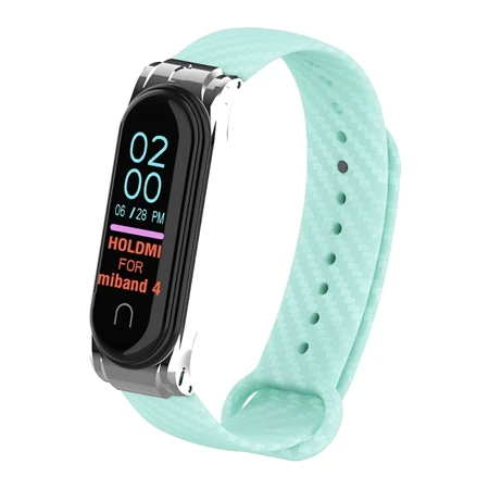 ocean blue OLLIVAN mi Band 4 ремешок из кремния и углеродного волокна для Xiaomi mi Band 4 ремешок с металлической рамкой чехол-браслет mi band 4 Correa черный розовый - Цвет: ocean blue