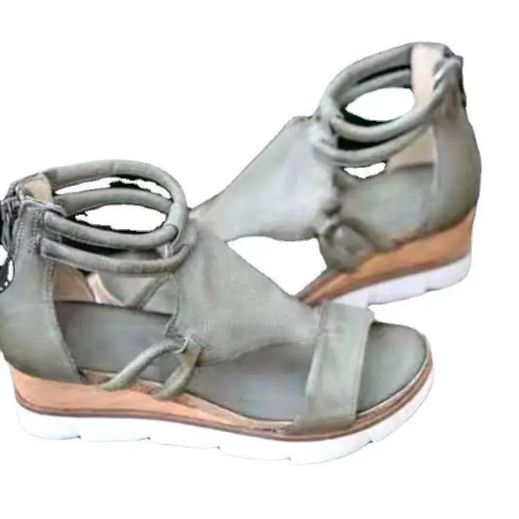 

Women Sandals Platform Shoes Female Wedges Open Toe Summer Shoe Zippers Cut Out Beach Sandal Casual Rome Women's Sandals Solid