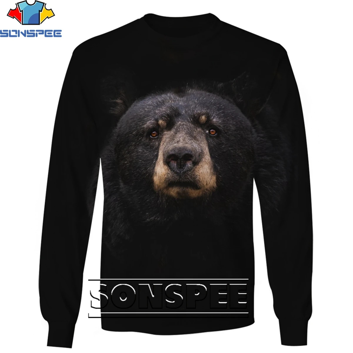 

SONSPEE 3D Animal Bear Fashion Casual Loose Round Neck Sweater Shirt Men/Women Full of Power Trend Personality Harajuku Style