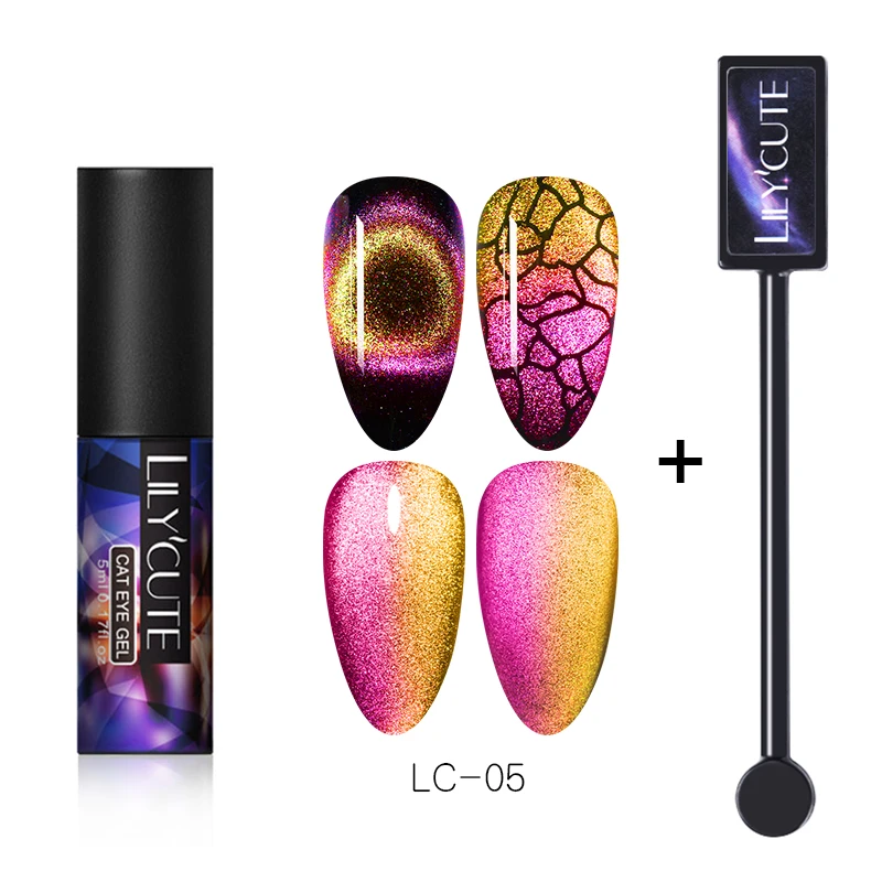 2 pcs 5 LILYCUTE 9D Auroras ногтей Гель-лак «кошачий глаз» Гель-лак для использования с магнитом звездное небо замочить от УФ Магнитный Гель-лак для ногтей 5 мл - Цвет: 2 pcs 5