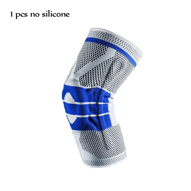 Gray No Silicone 3D ткачество силиконовые наколенники Поддержка брекса Волейбол Баскетбол Meniscus защита колена спортивные предохраняющие наколенники - Цвет: Gray No Silicone