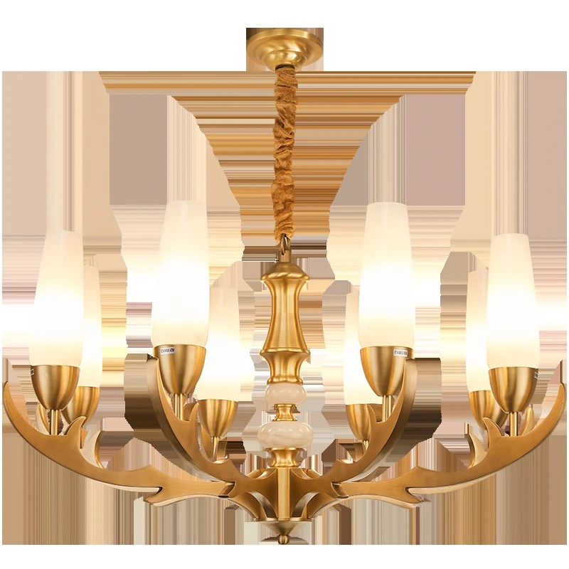modern Led ceiling Chandelier home decoration lighting copper pendant fixture 6-40 pcs white lampshade E14 LED lamparas 110-240V | Лампы и