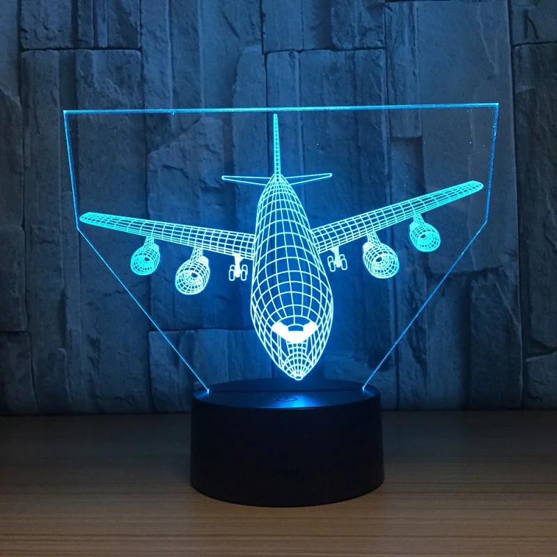 Пульт дистанционного управления Boeing Air Plane 7 цветов лампа 3d Визуальный светодиодный ночник для детей сенсорный Usb настольная лампа модель самолета - Испускаемый цвет: 7 Colors Changeable