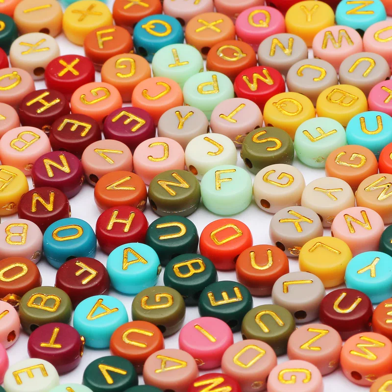 

Mixed Letter Beads Acrylic Round Flat Alphabet Beads Candy Color Loose Spacer Beads For DIY Bracelet Necklace Making Accessories