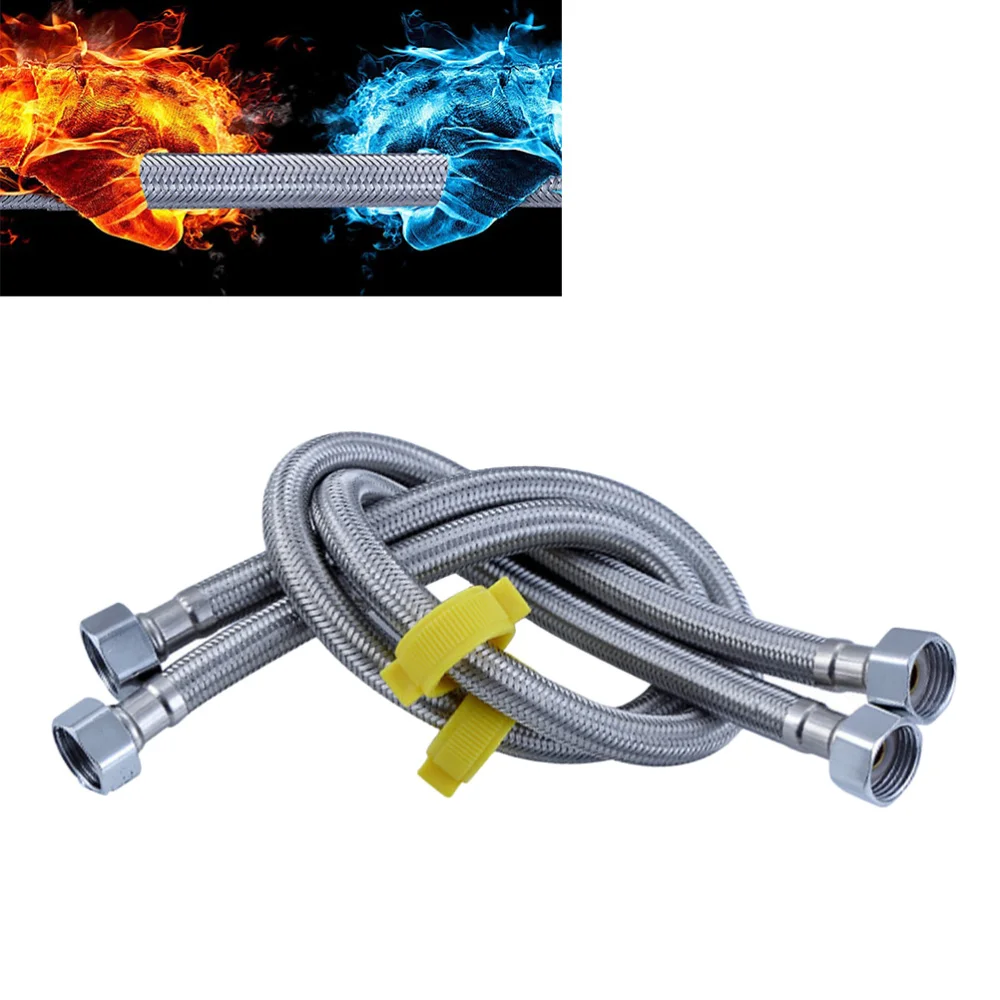 

2 Pcs 60cm Water Heater Hose Connector Flexible Braided Aluminum Alloy Durable Pipe Replacement Water Heater Kit