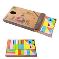 50pcs classic wood color rainbow blocks education children building blocks early learning aids montessori baby wooden toys gift