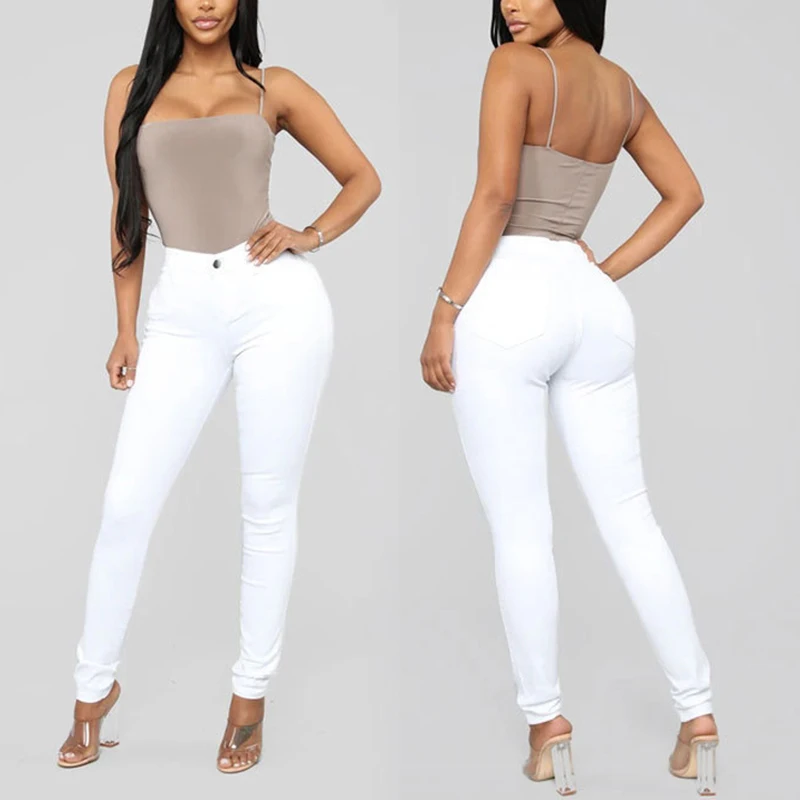 

Women's Skinny Super Stretchy Jeans Pencil Pants Fashion Sexy Streetwear Trousers High Wasit Black White Blue Denim Pants
