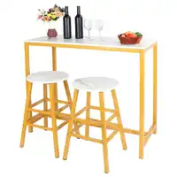 Stylish Bar Table with 2 Stools Simple Modern Furniture for Kitchen Game Room Living Room Breakfast Dining Table Coffee Table