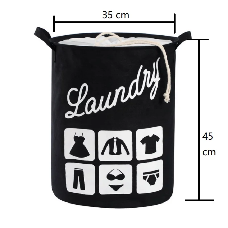 

Foldable Laundry Basket Cotton Linen Round Storage Bin Bag Hamper Toy Organizer Dirty Clothe Bucket Large Capacity Home Supplies