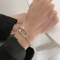s925 sterling silver bracelet for women korean horseshoe u shaped simple bracelet jewelry wholesale