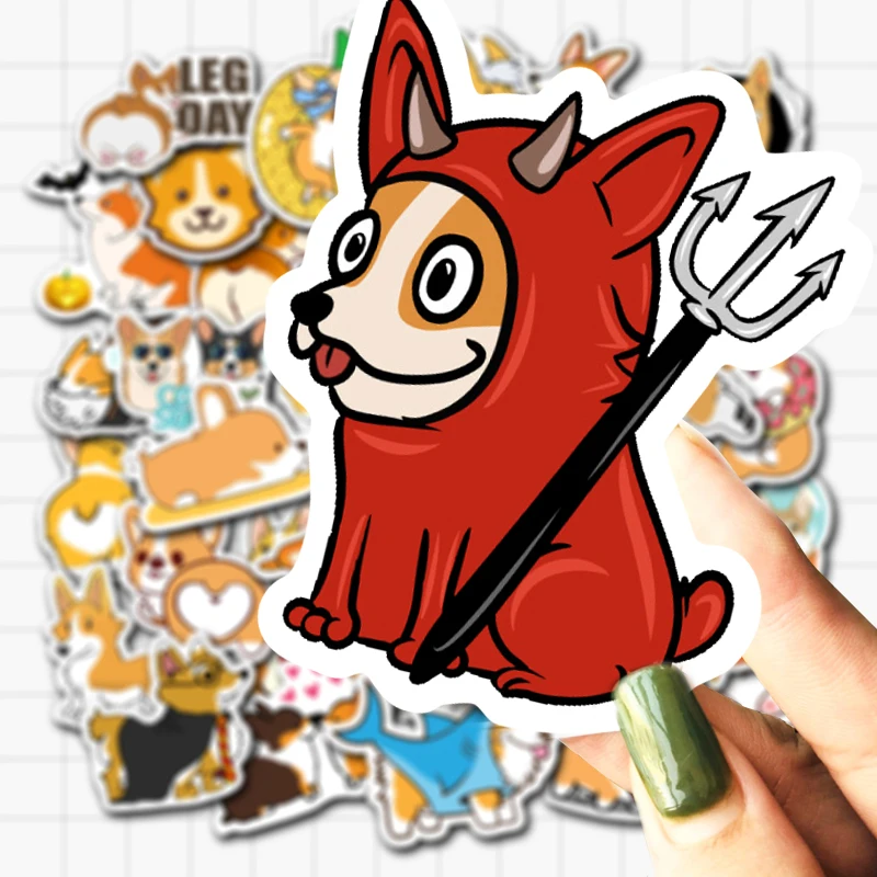 VANMAXX 50 PCS Corgi Cute Dogs Stickers Gift for Kids Waterproof Vinyl Decal for Laptop Helmet Phones Bicycle Luggage Cars