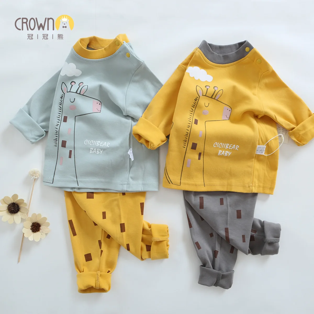 Детское нижнее белье из чистого хлопка 2 шт. весенне осенний костюм с длинными