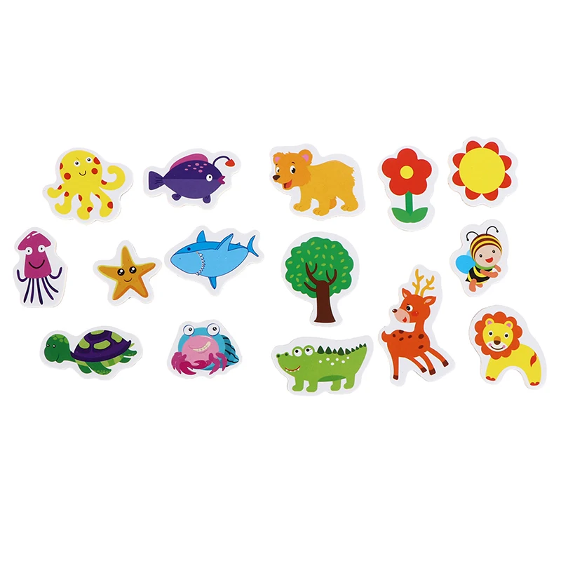 12Pcs Mix Ocean Animals Wooden Fridge Magnet Creative Cartoon 3D Stickers Toys | Дом и сад
