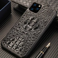 genuine leather 3d crocodile skull phone case for iphone 11 11 pro 11pro max 6 6s 7 8 7plus 8plus x xs xs max xr anti fall cover