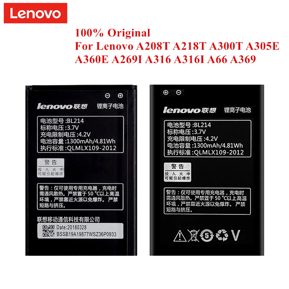 100% Оригинальный аккумулятор BL214 для Lenovo A300T A208T A218T A269 A269I A316 A316I A305E A360E A369 1300 мАч