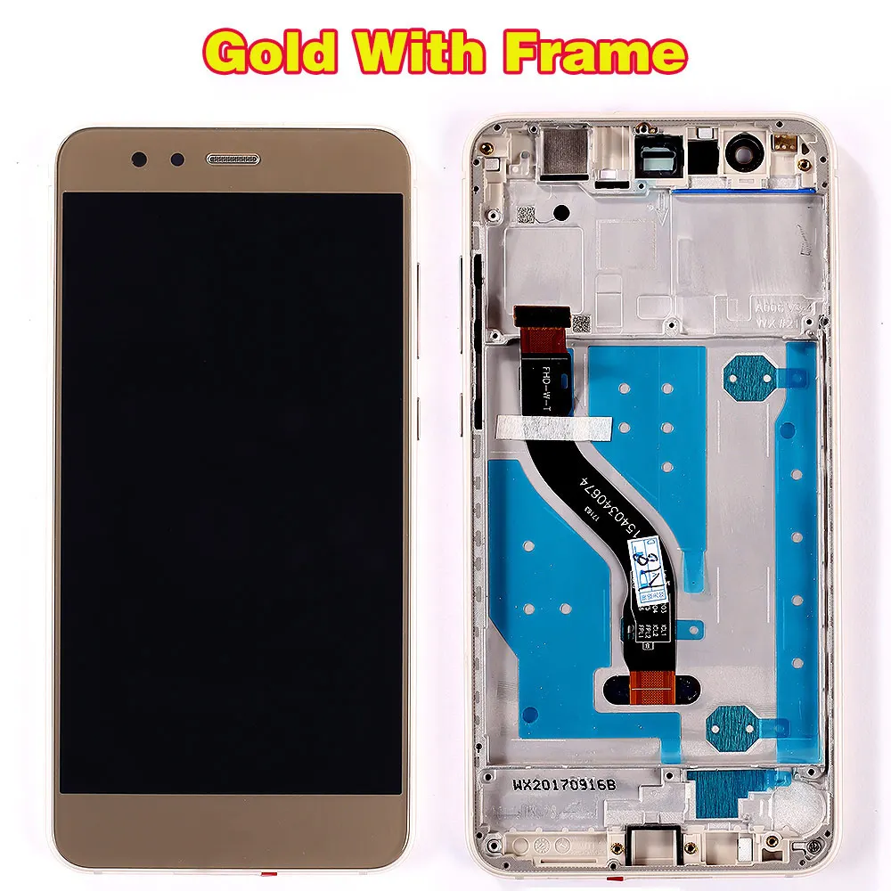 Gold And Frame Lcd для huawei P10 Lite 5,2 дюймов ips дисплей кодирующий преобразователь сенсорного экрана в сборе 1920*1080 мультитач для huawei p10 lite экран - Цвет: Gold And Frame