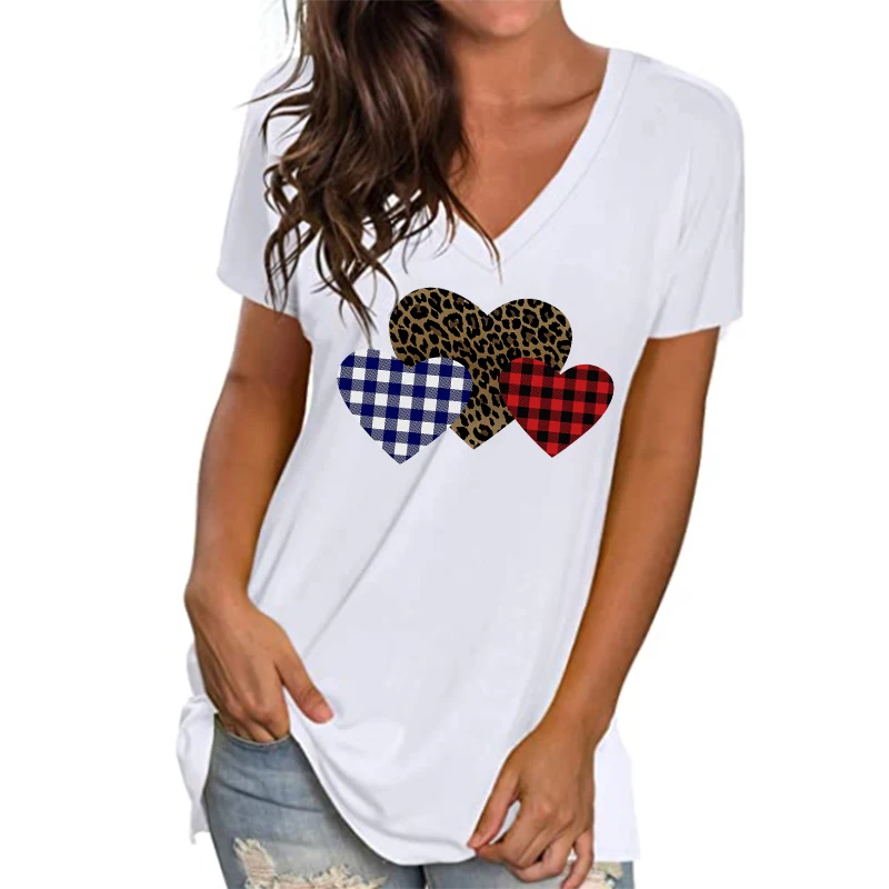 

Camo Graphic T-shirts Women Leopard Heart Printed Short Sleeve Harajuku T-shirts New Summer Oversized Loose Tops Woman Clothes