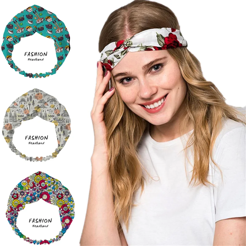 

2021 Women Girls four seasons Hair Bands Cartoons Print Headbands Turban Bandage Bandanas HairBands Hair Accessories Headwrap