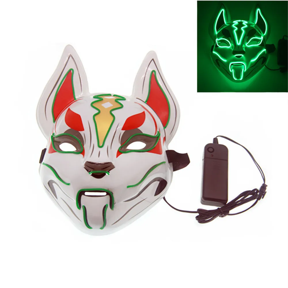 Хэллоуин СВЕТОДИОДНЫЙ маска с подсветкой страшная светящаяся лисица Rave очистки