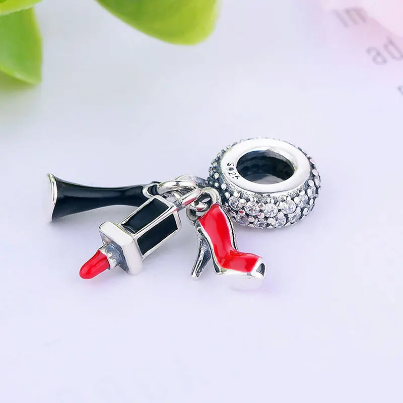 Женский браслет из серебра 925 пробы на высоком каблуке|Бусины| |