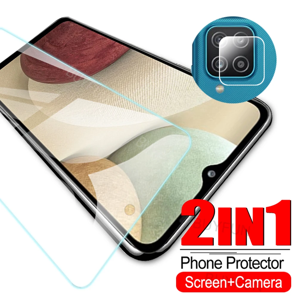 2IN1 переднее стекло + камера Cam стекла для Samsung Galaxy A12 SM A125F экран протектор