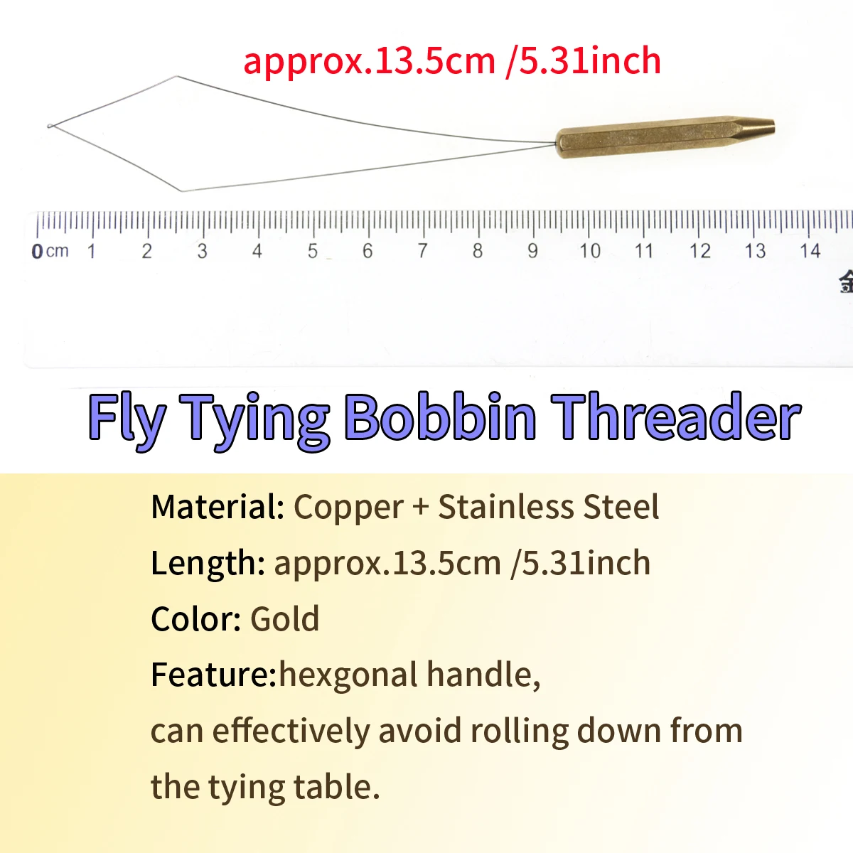 Wifreo fly tying tool bobbin threader with half hitch brass handle thread threading brass bodkin fly Fishing Tools