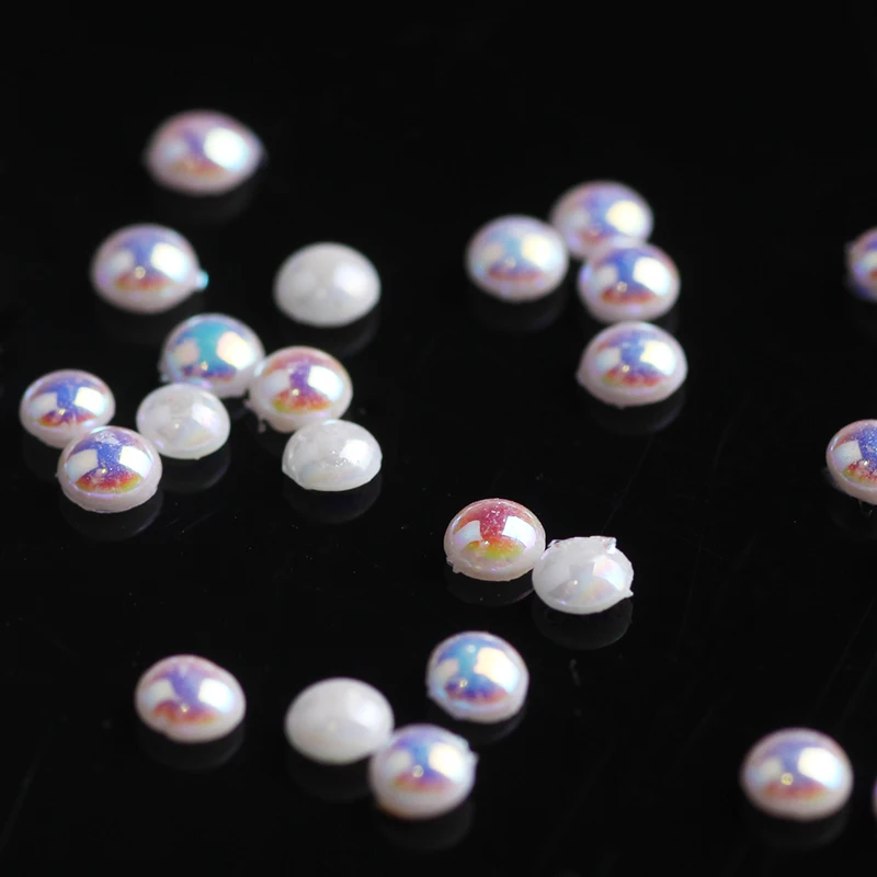 Праджня Нейл-арт стразы с прямой основой AB белым шариком и отделкой из горного