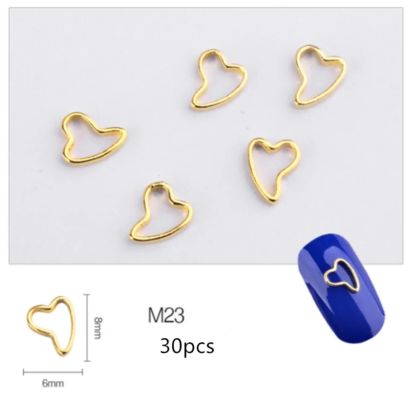 30 шт./упак. Золотой Серебряный ноготь искусство украшения 3D металлические полые