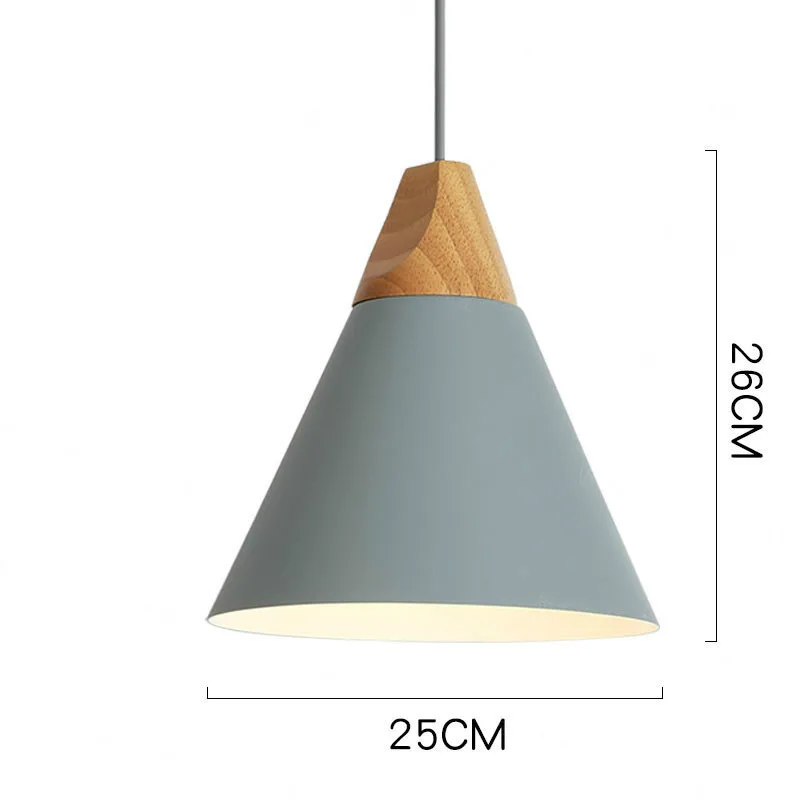 25cm Grey Современный светодиодный подвесной светильник в скандинавском стиле из дерева, для кафе, ресторана, спальни, кухни, разноцветное украшение для дома, алюминиевый светильник - Цвет корпуса: 25cm Grey