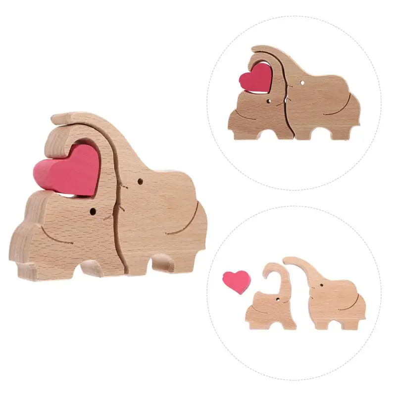 

1 Set Mothers Day Desktop Adornments Wood Animal Figurine Ornament Gift